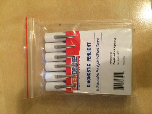 EverDixie Diagnostic Penlight 6 pack with pupil gauge