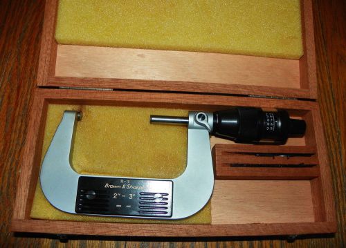 Brown &amp; sharpe 2&#034;-3&#034; digit-mike no. 599 30-10 micrometer carbide faces swiss for sale
