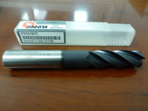 Hanita Ball End Mill ZF3KN519007C - 4 Fl, 3/4&#034; x 3/4&#034; x 2&#034; x 5-1/2&#034;, .250R TiAlN