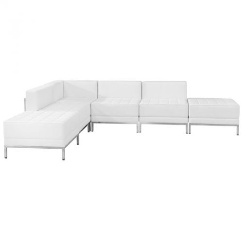 Imagination Series White Leather Sectional Configuration, 6 Piece Set