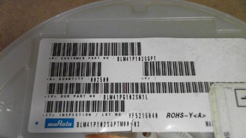 85-PCS IND CHIP BEAD 1KOHM 25% 100MHZ FERRITE 1.5A 1806 EMBOSSED BLM41PG102SN1L