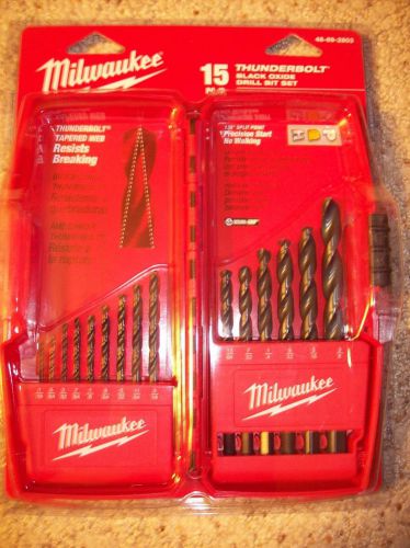 MILWAUKEE 48-89-2803 15 Pc Thunderbolt Black Oxide HSS Drill Bit Set **NEW**