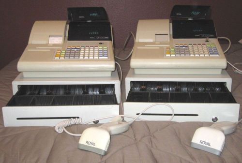 2 Royal Alpha 9155SC Cash Registers with Barcode scanners Cash Management system