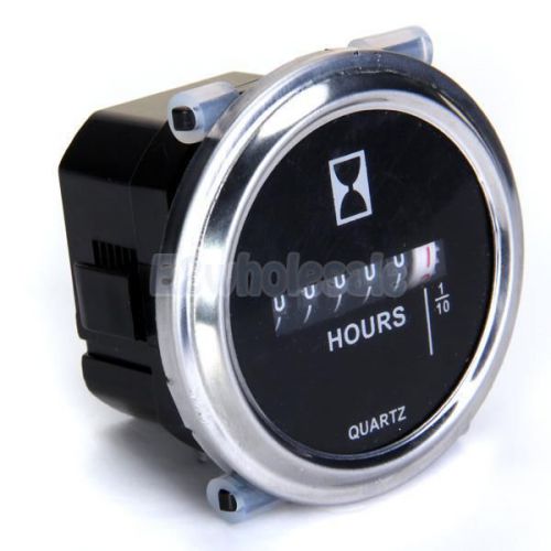 Hour Meter 100-250V AC 99999.9 Hours Reading - Round Silvery Quartz Trim Ring