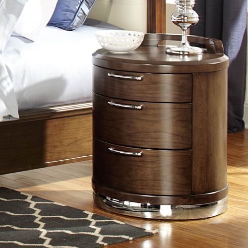 Homelegance Zelda Nightstand w/ Chrome Base in Warm Cherry