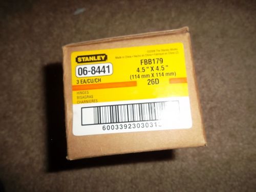 Stanley 3 pc FBB179 4.5&#034; x 4.5&#034; Commercial Ball Bearing Hinges 26D  06-8441  NIB