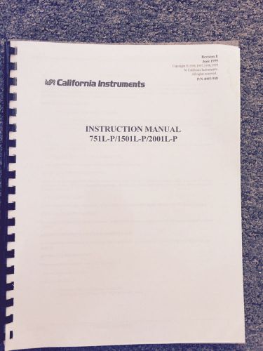 CALIFORNIA INSTRUMENTS 751L-P/1501L-P/2001L-P: AC Power Source: Instruct Rev E