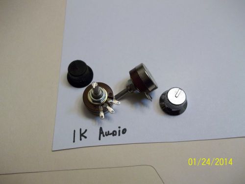 2-SMALL VOLUME CONTROL W/ KNOB 1K OHM LINEAR TAPER 1/8&#034; DIA SHAFT HOBBYIST