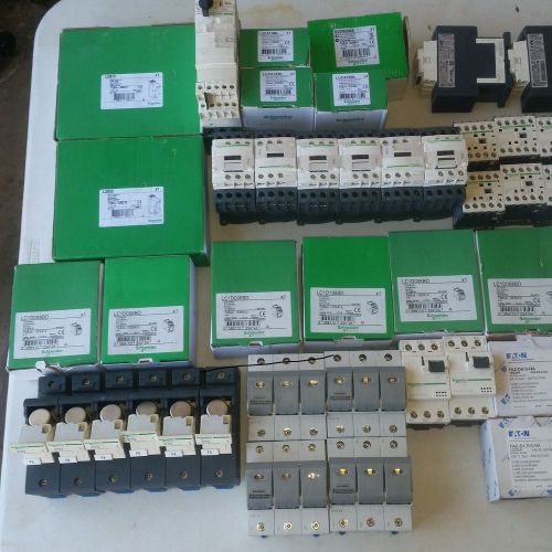 Schnieder Bussman Eaton contactors breakers fuse block disconnect switches stop