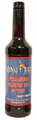 Fruit punch snow cone syrup - made with pure cane sugar - monkey juice brand for sale