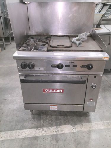 Vulcan Hart 2 Burner w/ Grill Heavy-Duty Range Oven Stove Gas