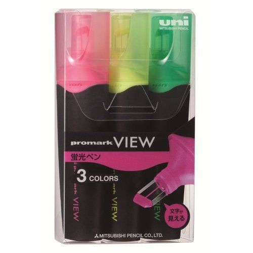 [Set of 5] Uni - Promark View Highlighter - 3 Color Set