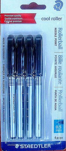 12 STAEDTLER 0.5mm German Made NEEDLE POINT COOL ROLLERBALL PENS Black Ink