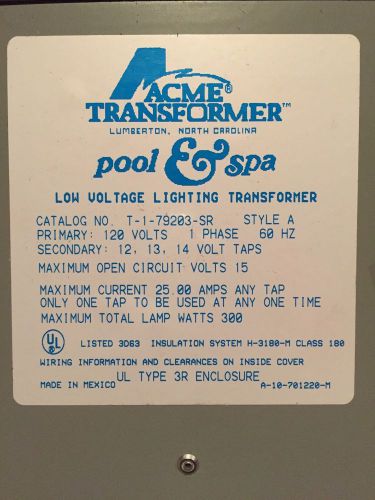 Low Voltage Lighting Transformer T-79203-SL Transformer 25 amp 3R 120-12 vac