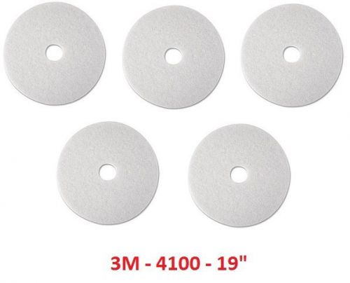 3M 4100 Super Polish Floor Pad, White, 5 Pads/Carton; 19&#039;&#039; MMM08483