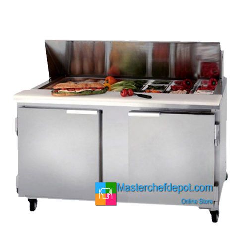 Leader eslm-60 60&#034; sandwich salad prep table/bain marie refrigerator 2 door nsf! for sale