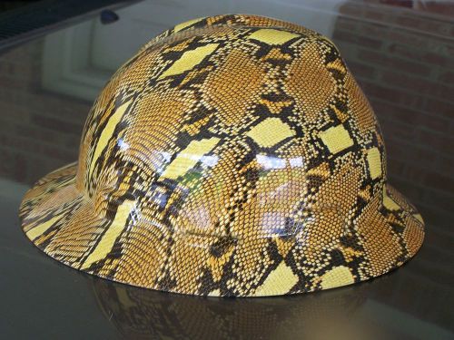 HYDROGRAPHICS DIPPED SNAKESKIN PATTERN MSA SAFETY WORKS HARD HAT W/RATCHET SUSP.