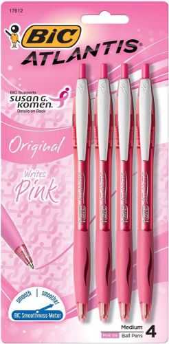 BIC Susan G Komen Atlantis Retractable Ball Pen Medium Point (1.0 mm) Pink 4-...