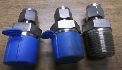 3 BI-LOK 1/4&#034; x 1/2&#034; male NPT connectors cross ref Swagelok 400-1-8