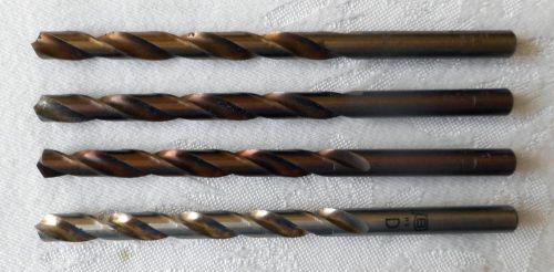 Four (4)  Letter D High Speed Jobber Length Drill Bits (3 Morse &amp; 1 Labeled B)