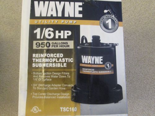 NEW IN BOX TSC160 WAYNE 1/6HP SUBMERSIBLE PUMP-950 GPH