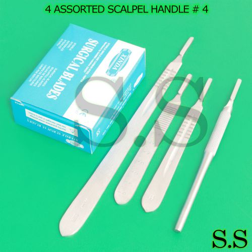 4 ASSORTED SCALPEL KNIFE HANDLE #4 + 100 SURGICAL STERILE DISSECTING BLADES #22