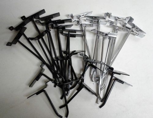 Black Chrome Slat wall Hooks 4&#034; 8&#034; Clothing Merchandise Store Display Lot of 30