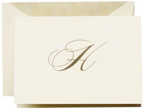 Crane &amp; co. hand engraved script &#034;h&#034; initial note (cf13h1) for sale