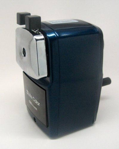 Deli classic manual pencil sharpener. deep metallic blue. heavy duty but quiet for sale