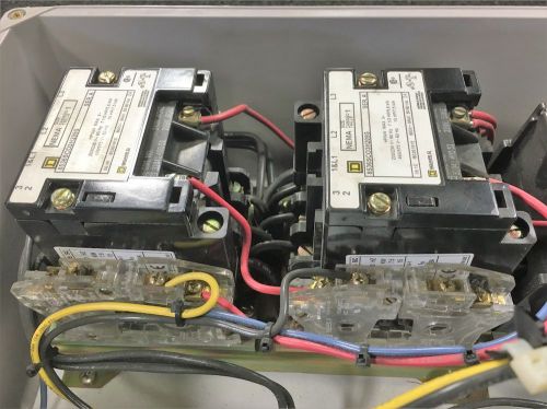 SQUARE D (2) NEMA SIZE 1 MOTOR STARTERS  8536CO3H209S W/ MOTOR LOGIC  ENCLOSED