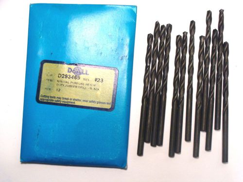 12 NOS DoAll USA #23 HSS Jobbers  HEAVY-DUTY DRILL BITS #D293469