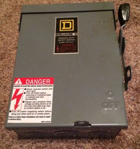 Square d general duty safety switch 30 amp 240 v.a.c. 2 poles single phase for sale