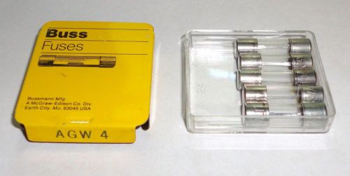 BOX OF 5 NOS BUSSMAN BUSS  AGW 4 AMP FAST ACTING FUSE  32 VOLT