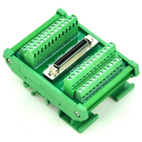 DIN Rail Mount 50-pin 0.05&#034; Mini D Ribbon/MDR Female Interface Module, SCSI.