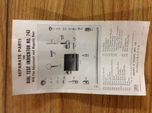 Brown &amp; Sharpe repair parts for # 7743 magnetic base