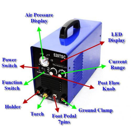 High quality tig mma/tig/cut welding machine 520tsc 3 in 1 110v/220v for usa for sale