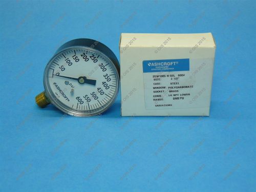 Ashcroft 25w1005-h-02l-600# 2 1/2&#034; pressure gauge 0-600 psi lm 1/4&#034; npt new for sale