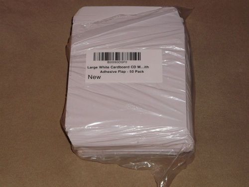 White cardboard dvd cd mailers open pack of 45 with adhesive flap