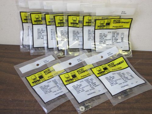 10 PHILLIPS ECG 2344 PNP Si DARLINGTON POWER AMP TRANSISTORS,TO-220 CASE,NEW