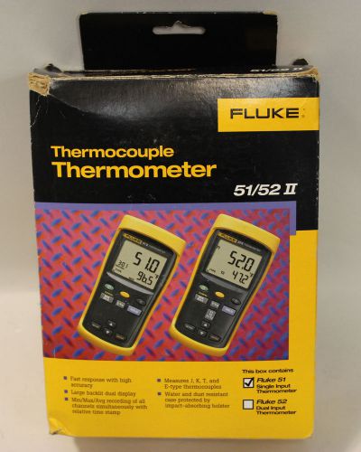 NEW OPEN BOX - FLUKE THERMOCOUPLE THERMOMETER 51/II SINGLE INPUT