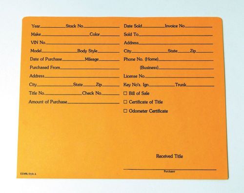 Auto Dealer Record Envelopes, EZ 450 Simple Style, Car Dealer 200ct