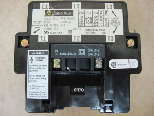 Square D Class 8910 Type DPA123 Series A Contactor 120A/600VAC