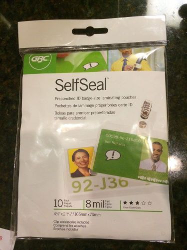 GBC SelfSeal Prepunched ID Badge Size Laminating Pouches and Clips 16 pcs. Clear