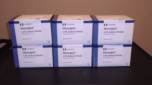 Lot of 180 *new* covidien monoject 0.9% sodium chloride 3ml flush syringes for sale