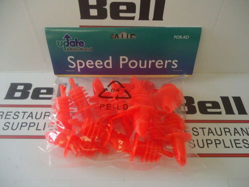 *NEW* 12x RED PLASTIC LIQUOR / BAR / WINE SPEED POURERS - ONE DOZEN.- FREE SHIP