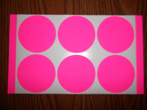 SELF ADHESIVE LABELS 150 LABELS 3.25&#034; DIA. FLOURESCENT PINK