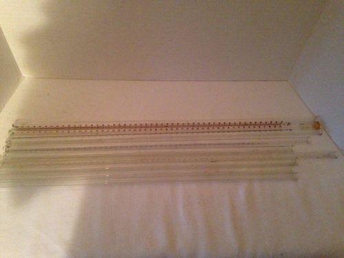 Lot of 9 laboratory glassware graduated measuring tubes 50 ml, reuseable kimax + for sale