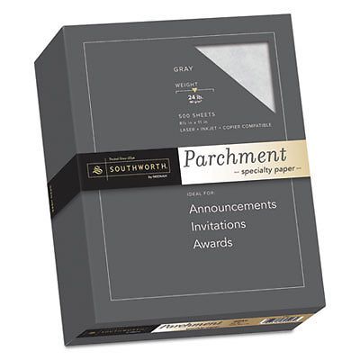 Parchment Specialty Paper, Gray, 24lb, 8 1/2 x 11, 500 Sheets