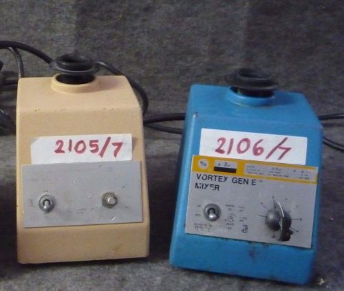 FISHER SCIENTIFIC VORTEX MIXERS FOR PARTS -LOT OF 2 (ITEM # 2105, 2106/7)