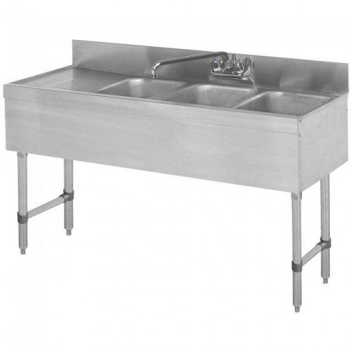 L&amp;J BAR1014-3L, 3-Compartment Bar Sink with Left Drainboard